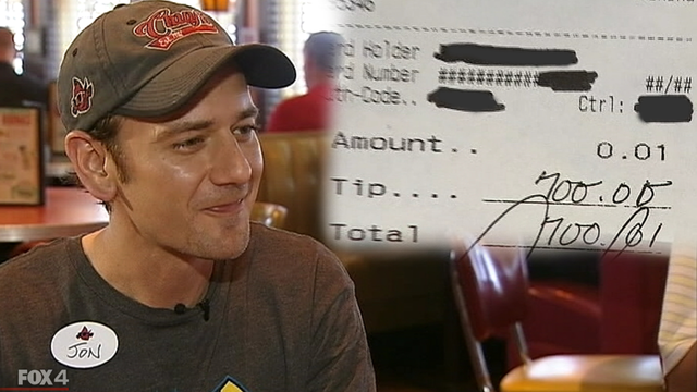 Plano waiter gets surprise $700 tip from customers