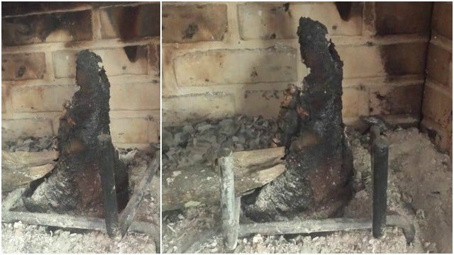 Log burns into shape of Virgin Mary inside Ga. couple's fireplace