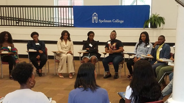 Michelle Obama surprises students at Spelman College