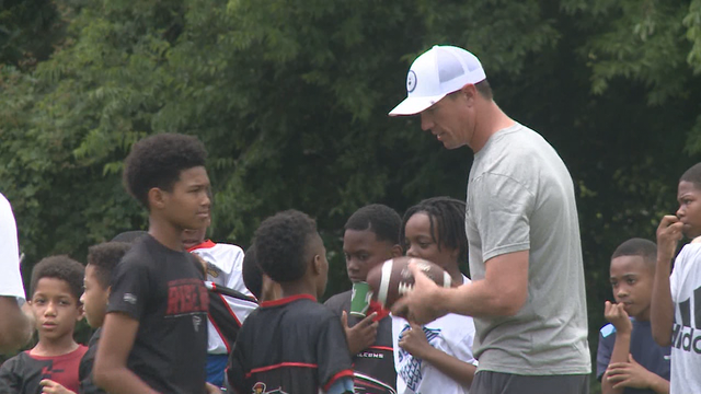 Falcons quarterback Matt Ryan attends football clinic