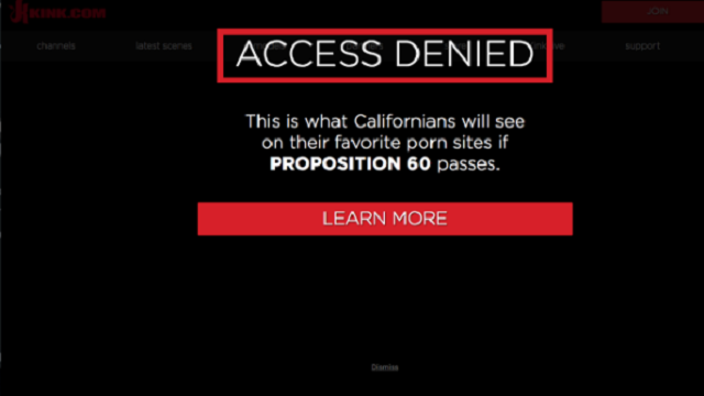 Porn sites strike over California proposition