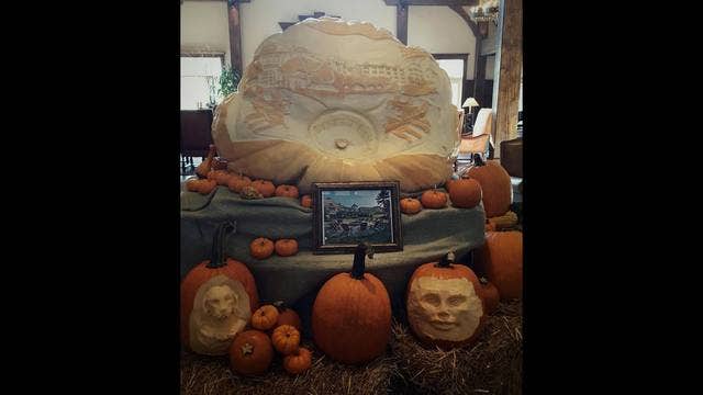 500 Pound Pumpkin Display at The Ritz-Carlton Lodge