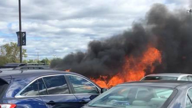 Fires damage vehicles at MetLife Stadium