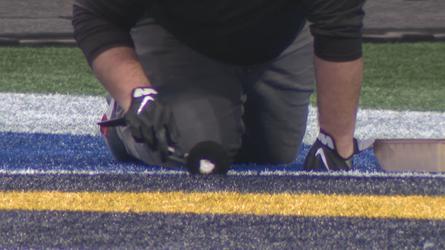 Atlanta stadium field already covered with Super Bowl paint