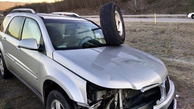 Tire, Axle Smashes through Windshield in Pennsylvania