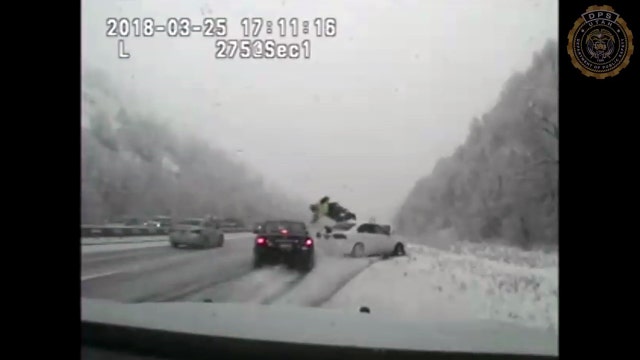 Video shows Utah state trooper being hit by car