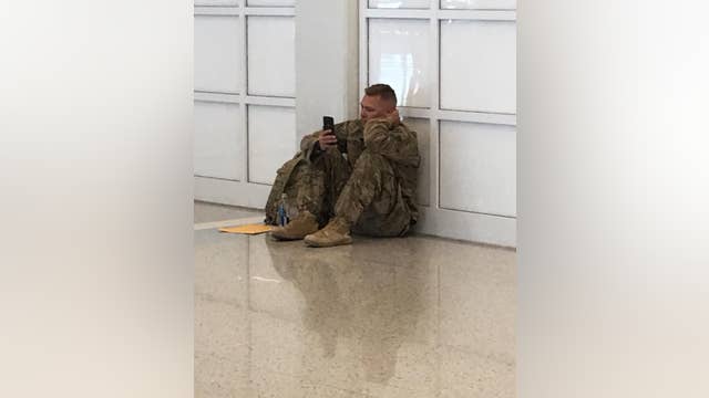Soldier delayed in airport watches daughter's birth on FaceTime