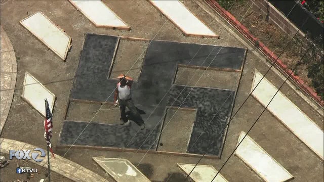 Man says swastika lawn display is 'Tibetan symbol', neighbors complain