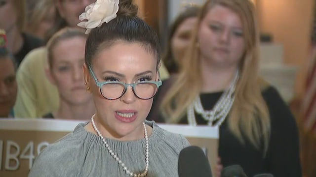 Alyssa Milano leads protest of Georgia abortion ban