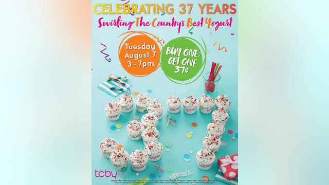 TCBY celebrates 37 years with a special FroYo happy hour on Tuesday, August 7th