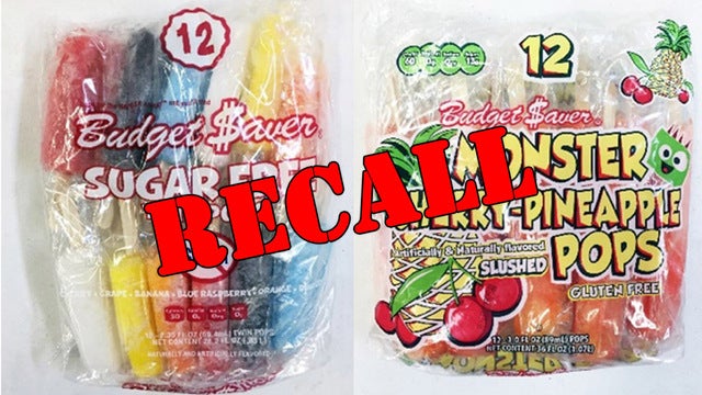 Ice pops recalled over listeria contamination concerns