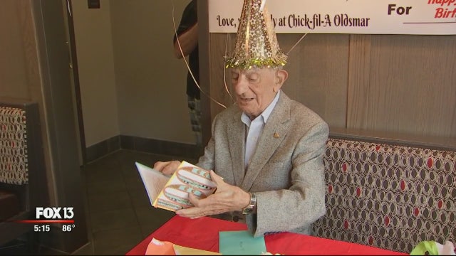 Chick-Fil-A surprises regular customer with 100th birthday party