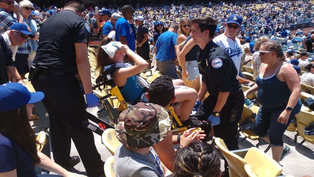 Fan taken to hospital after being struck by foul ball at Dodger Stadium