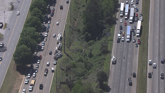 Downed power lines causes long delays on I-20 in Douglas County