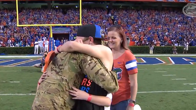 Soldier Surprises Family at Gators Game