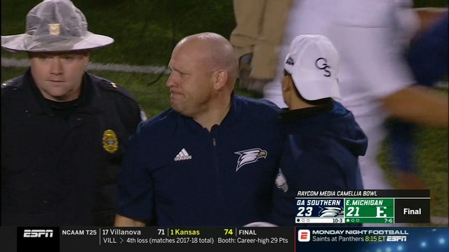 Georgia Southern tops Eastern Michigan 23-21 on Bass' FG