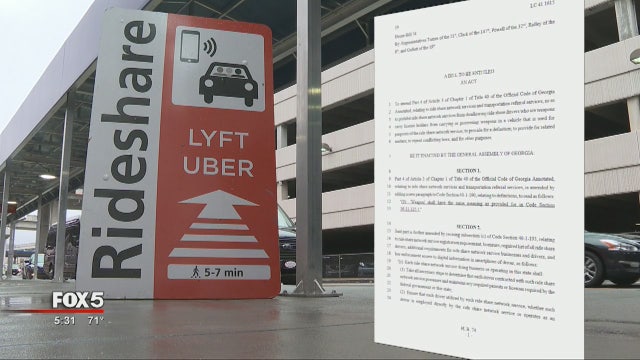 Georgia lawmaker files rideshare carry bill