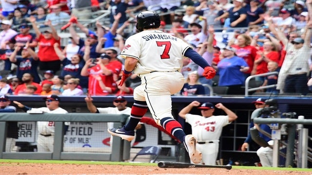 Swanson, catcher's interference call help Braves top Marlins