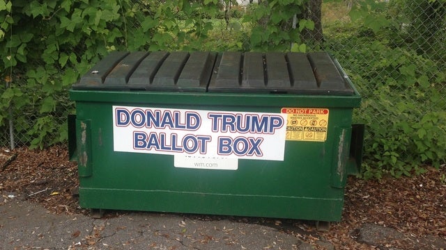 ‘Donald Trump Ballot Box' Sticker Spotted on Dumpster