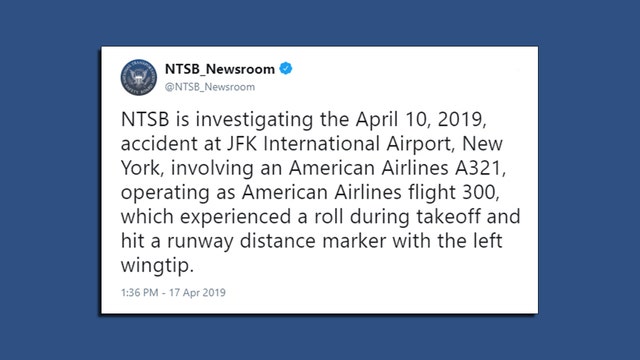 NTSB probing American Airlines flight from JFK Airport that tipped, clipped runway marker