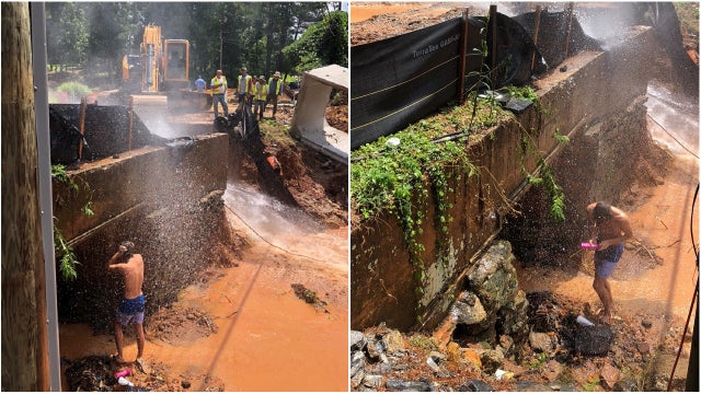 No water? No problem! Man uses spray from water main break to prep for first date