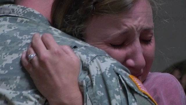 Emotional send-off for soldiers headed to Kuwait