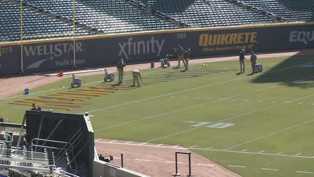 SunTrust Park painted for college football game