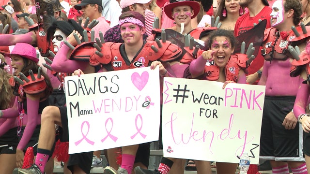 "Wear Pink For Wendy": UGA fans don pink to honor Arkansas State coach's wife