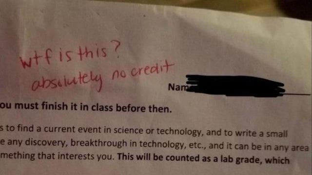 Florida teacher allegedly writes ‘WTF is this?' on student's homework