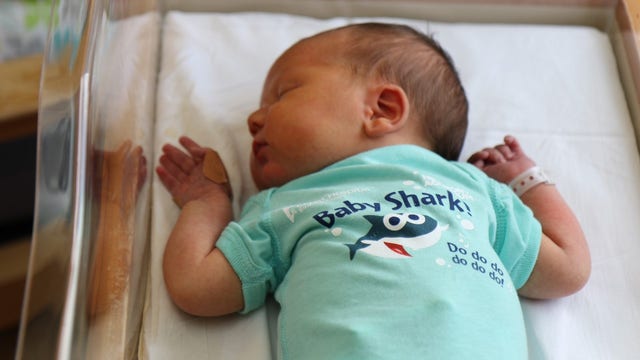 Hospital gives adorable Baby Shark onesies to babies born during Shark Week