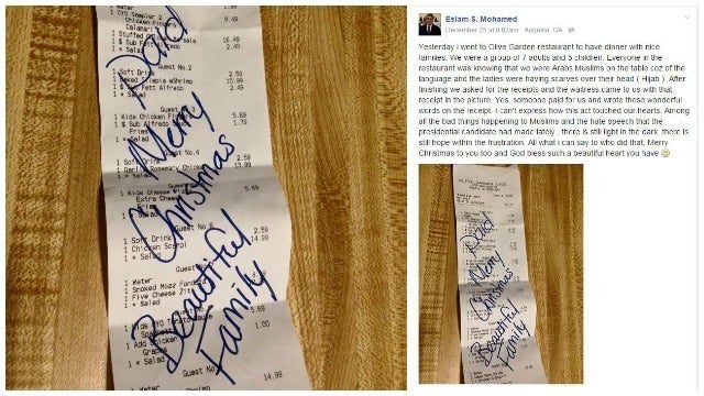 Muslim Man Touched by Act of Kindness at Ga. Olive Garden