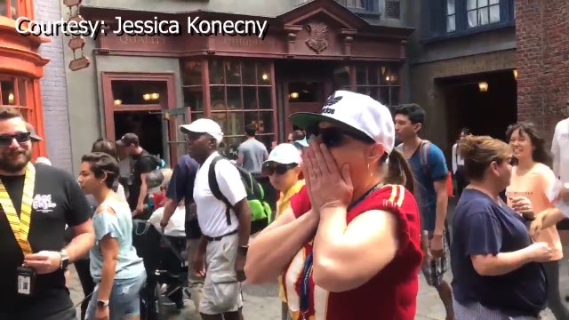 Colorblind woman sees colors for first time with Harry Potter-themed surprise