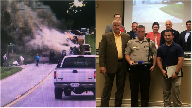 Deputy and citizen recognized for saving man from highway fire