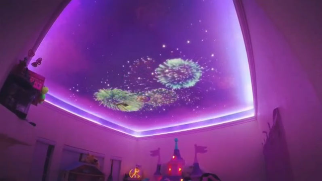 Dad creates elaborate Disneyland scene, with fireworks show and all