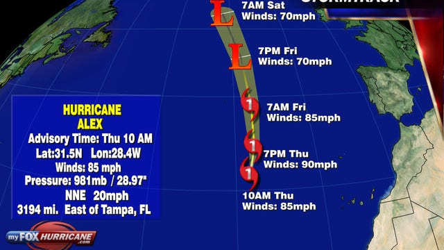 Hurricane Alex forms in the Atlantic