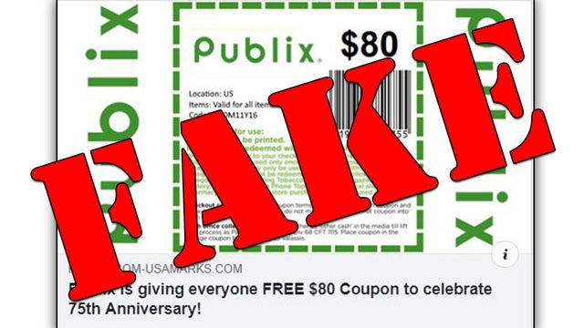 Fraudulent $80 off Publix coupon is circulating social media