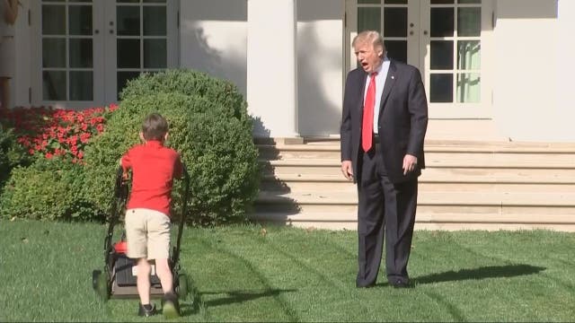 11-year-old Frank Giaccio mows White House lawn after writing President Trump