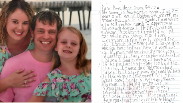 Georgia girl, 7, invited to White House after writing letter to President Trump