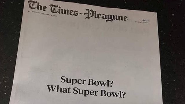 Front page of Monday's New Orleans newspaper asks 'What Super Bowl?'