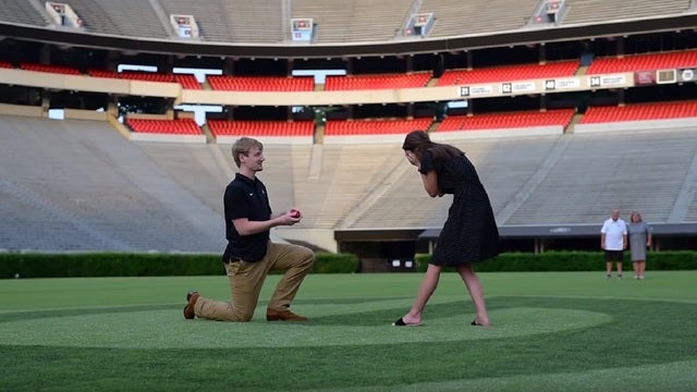 Touching: Bulldogs couple's engagement at Sanford Stadium