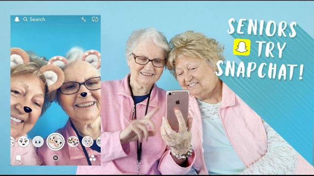 Senior Citizens learn how to use Snapchat