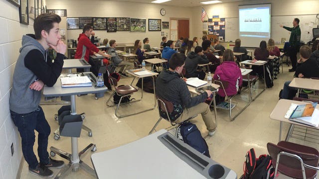 Andover High School testing stand-up desks