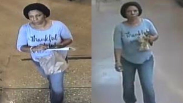 Woman in 'thankful' shirt accused of using stolen credit cards