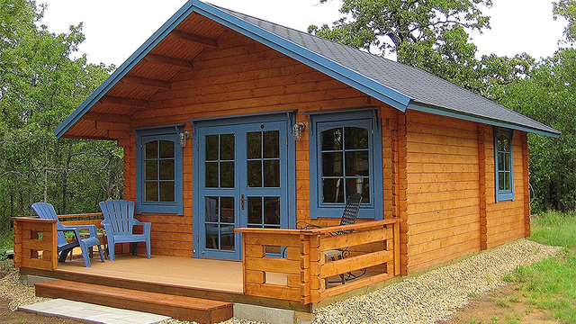 You can buy a log cabin-style tiny house for less than $20K on Amazon