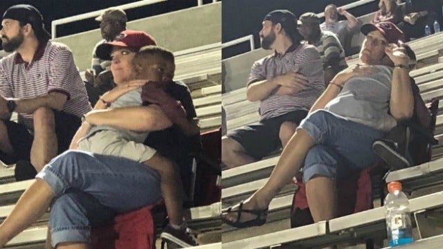 Woman shares touching moment with little boy at football game