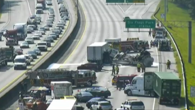Tanker rollover crash on I-20 WB in Cobb County