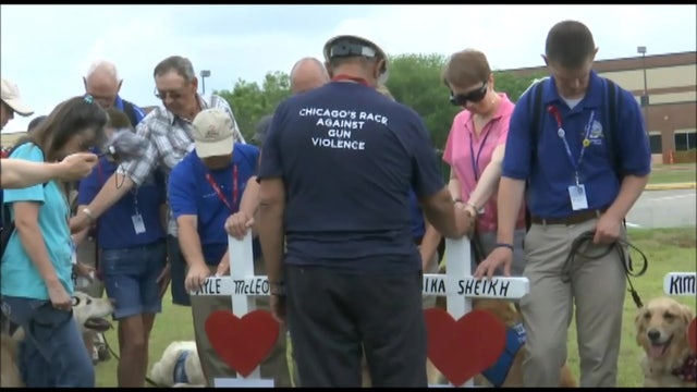 10 crosses created to remember the lives lost at Santa Fe High School