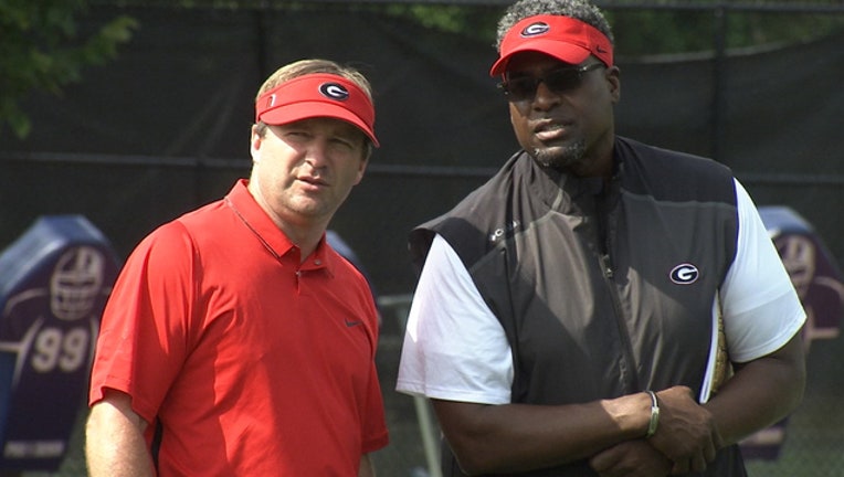 UGA Kirby Smart Michigan Jim Harbaugh football camp