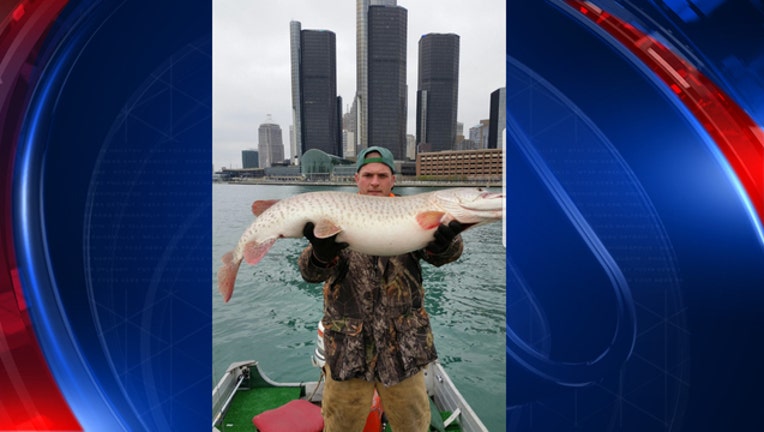 Huge fish caught in Detroit River near Renaissance Center-65880