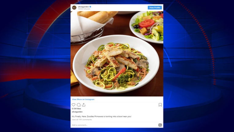 Olive Garden Offering Low Carb Zoodles Fox 5 Atlanta